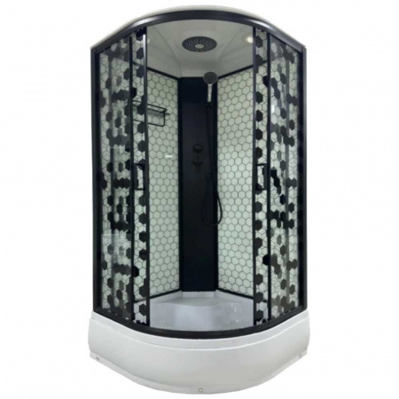 Душевая кабина 900х900х2150мм, СРЕДНИЙ поддон усил., проф. ЧЕРН, стек зад. БЕЛ СОТ, пер ПРОЗ СОТ 060