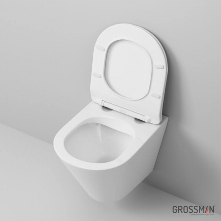 Унитаз подвесной GROSSMAN GR-4477S безобод., сиденье легкос-ое тонкое микрол. (490х360х350мм)