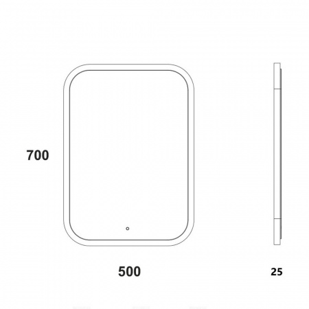 Зеркало GLAMOUR 50 500х700мм (LED-подсветка, сенсорный выключатель)