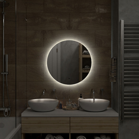 Зеркало AJOUR D645мм (LED-подсветка, бесконтактный сенсорный выключатель, ореольная ХОЛОД подсветка)